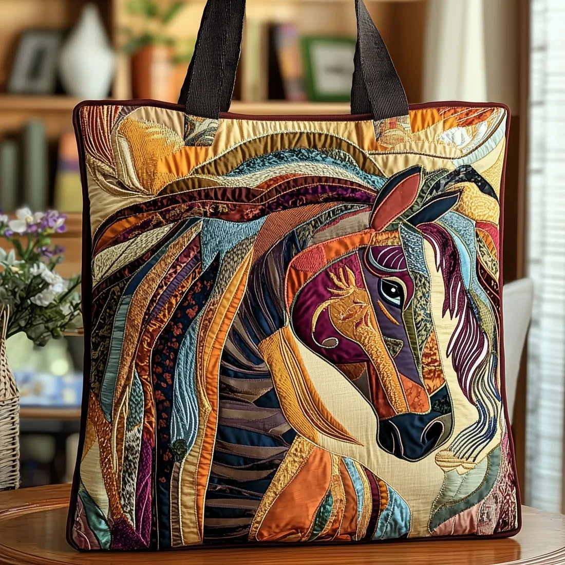 Handgefertigte Tasche - Pferd aus Mosaik Mehrfarbig