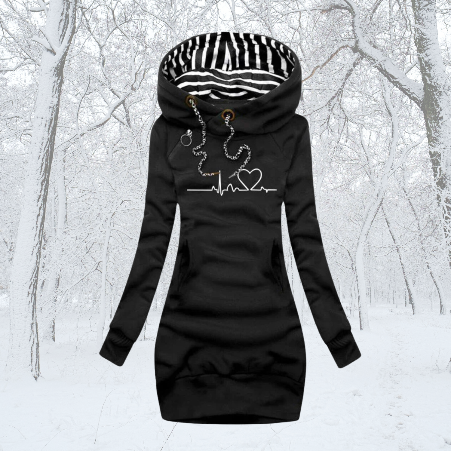 Cécile | Kleid-Pulli mit Herzschlag-Print