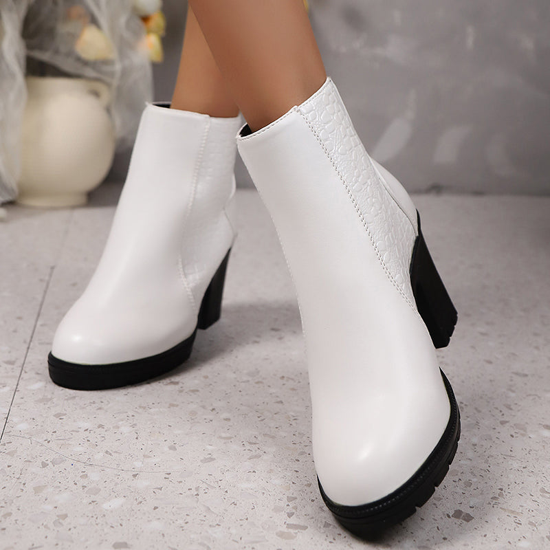 Elwira – Ankle Boots aus echtem Leder mit stabilem Blockabsatz