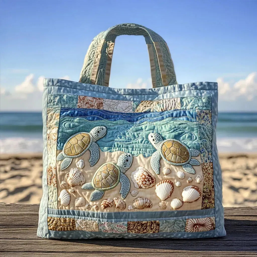 Handgefertigte wattierte Tasche - Meeresschildkröten