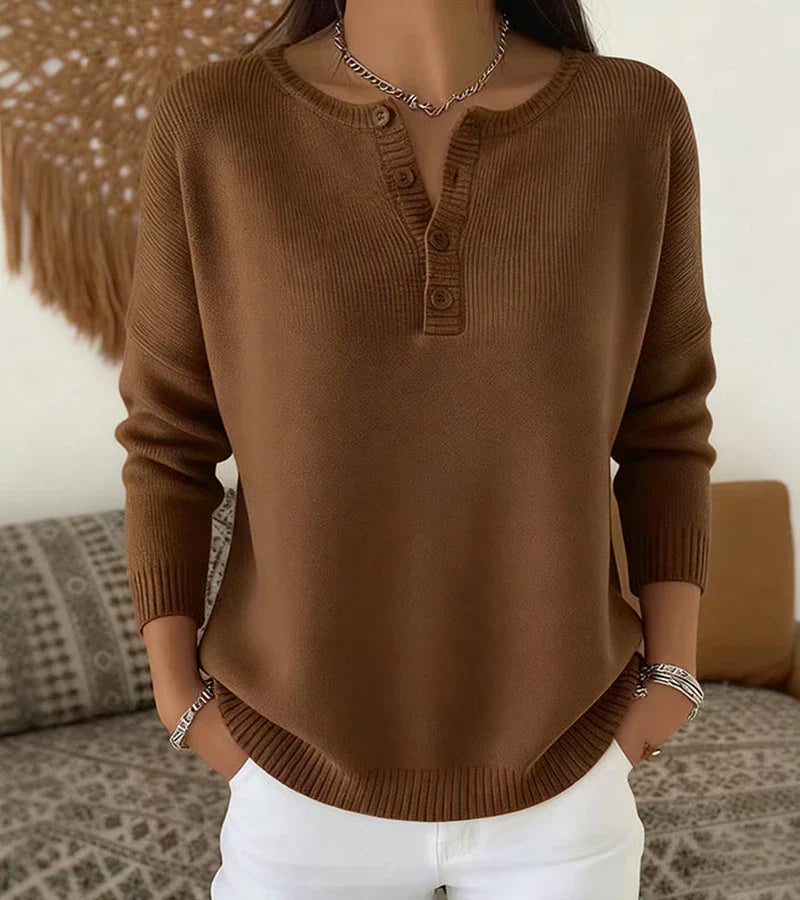 Teresa | Baumwoll-Stricktop mit Tunisischem Ausschnitt