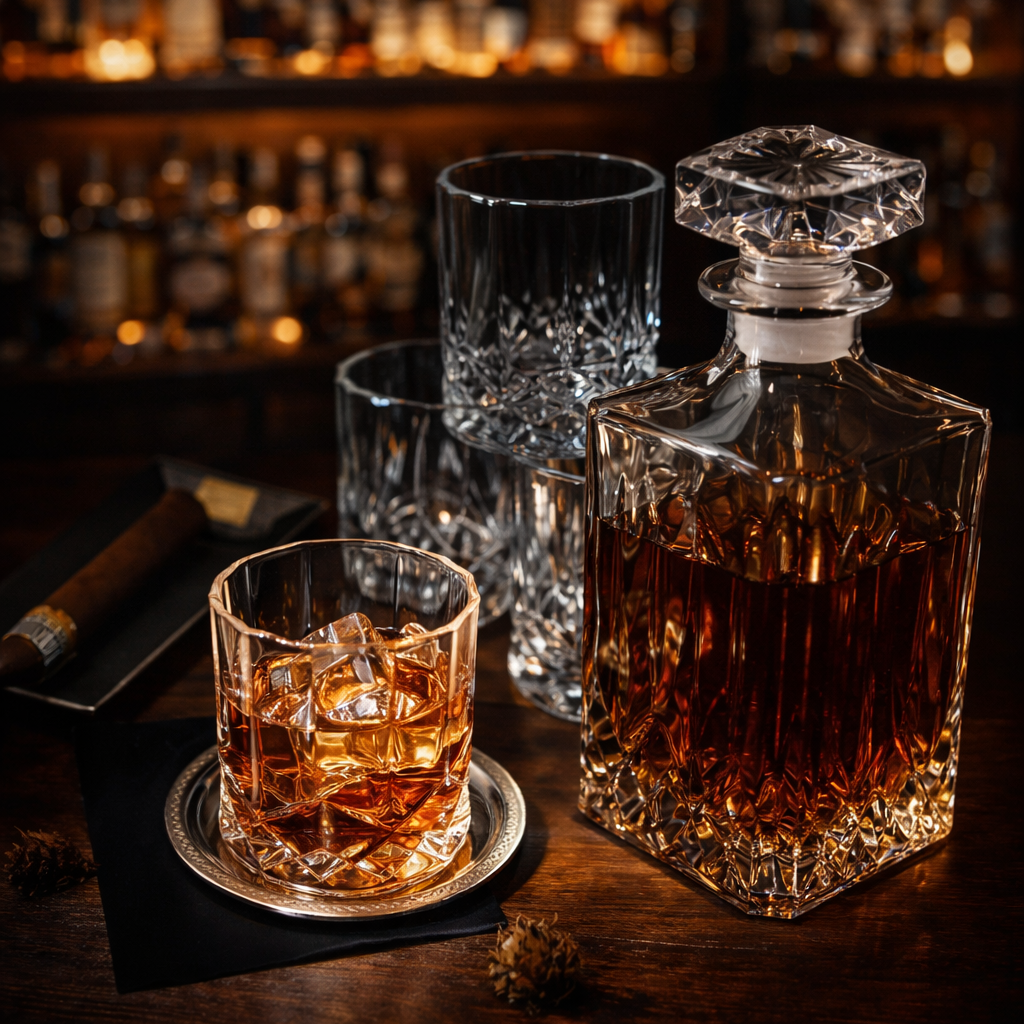 Whiskyflasche und Gläser - Originalausgabe