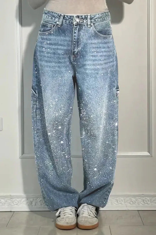 Julia | Trendy Balloon-Carpenter-Jeans mit Glitzer