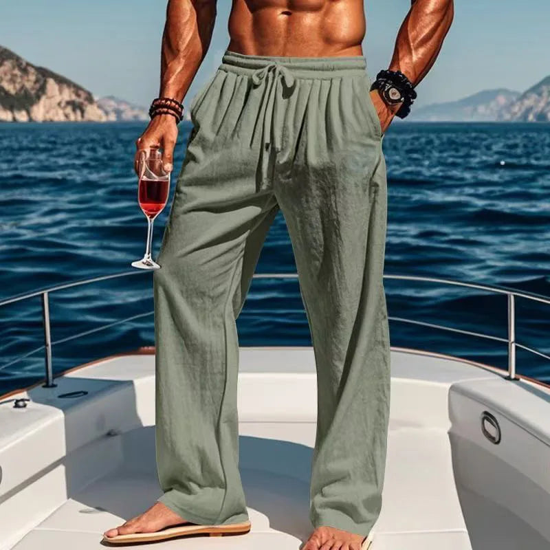 David – Elegante Leinenhose im Hawaii-Stil