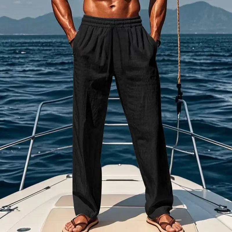David – Elegante Leinenhose im Hawaii-Stil