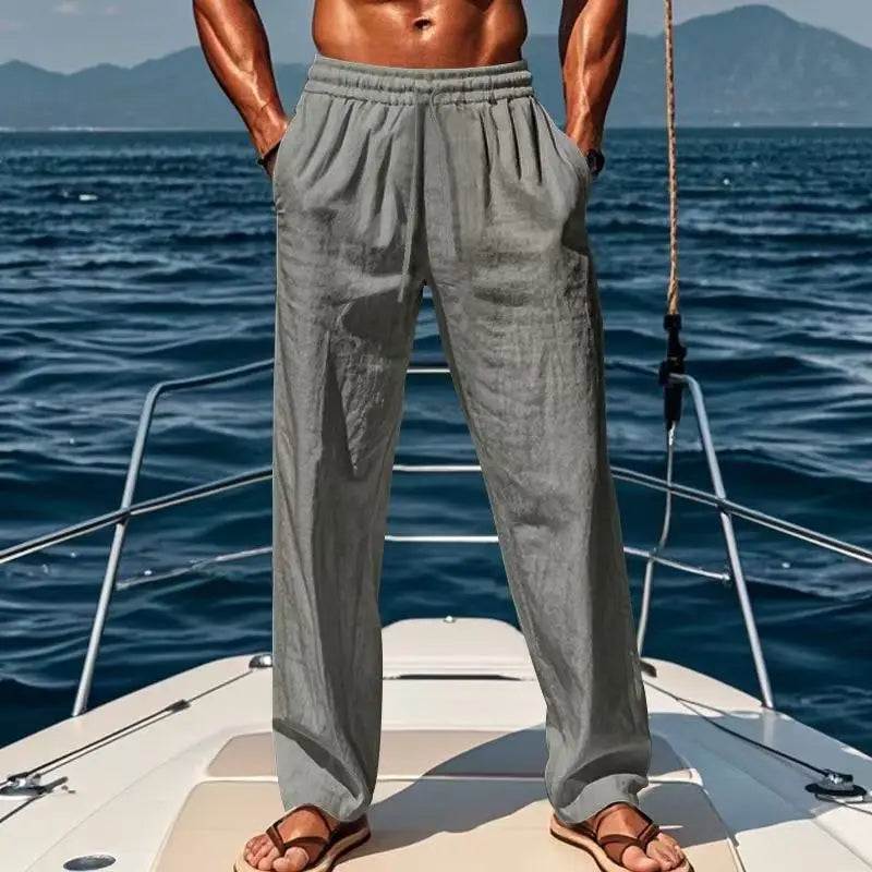 David – Elegante Leinenhose im Hawaii-Stil