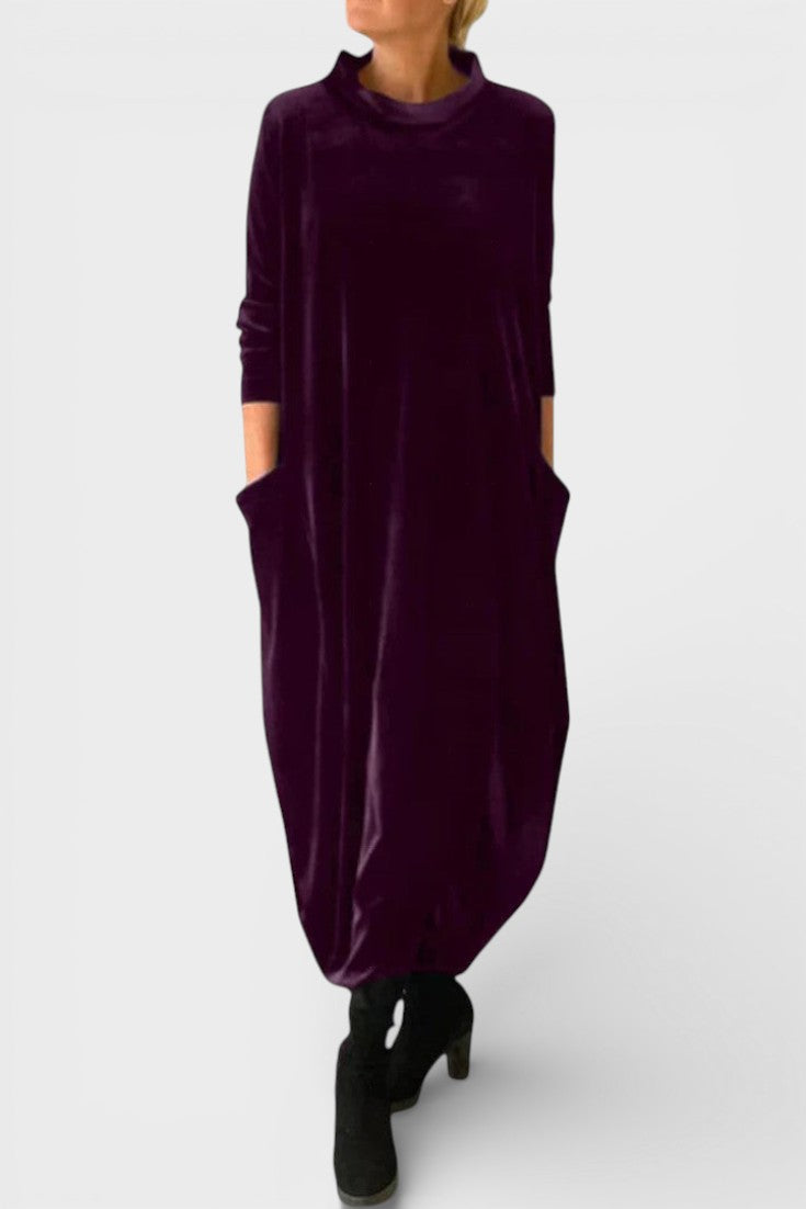 Saskia™ | Elegantes Samtkleid mit Taschen