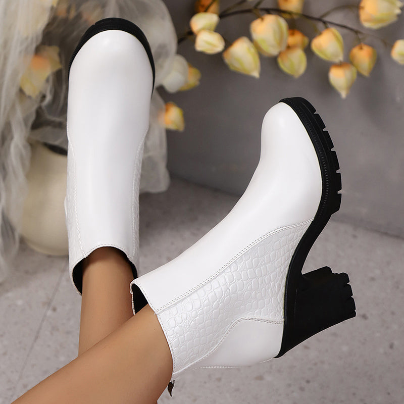 Elwira – Ankle Boots aus echtem Leder mit stabilem Blockabsatz