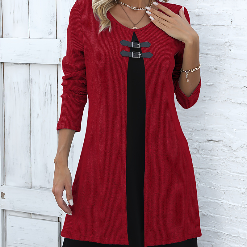 Elina™ – Elegants Zweifarb-A-Linien-Kleid