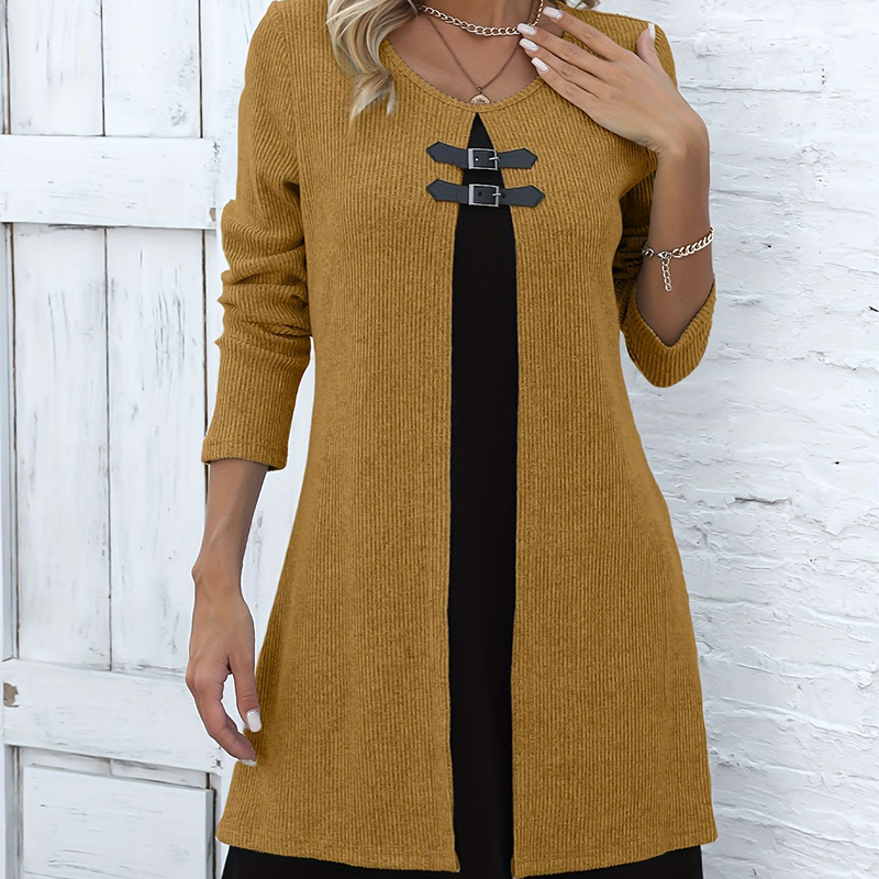 Elina™ – Elegants Zweifarb-A-Linien-Kleid