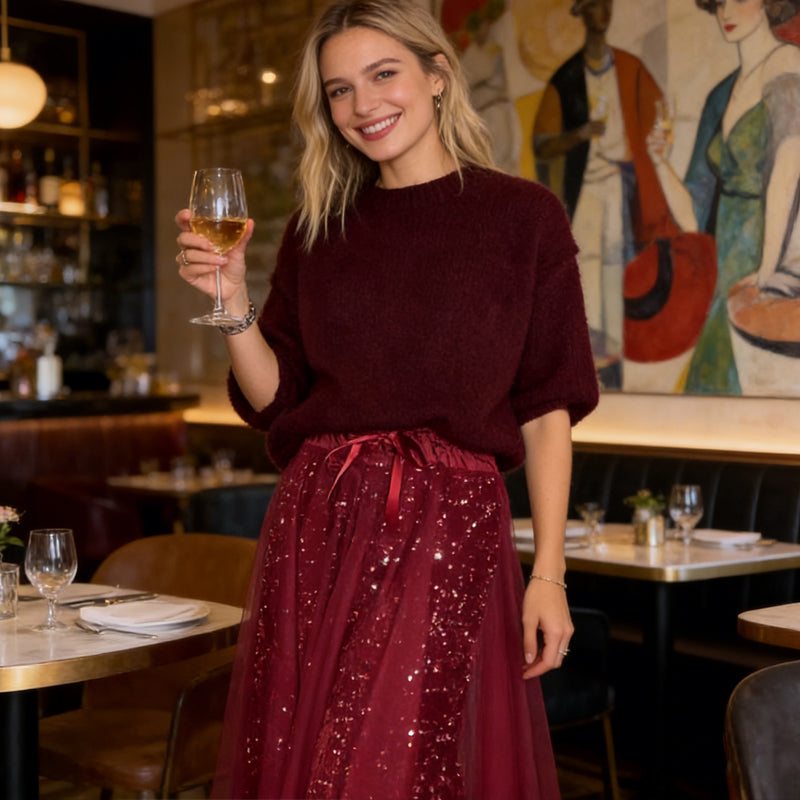 Elara™ – Glänzendes Top & Tüllrock Set