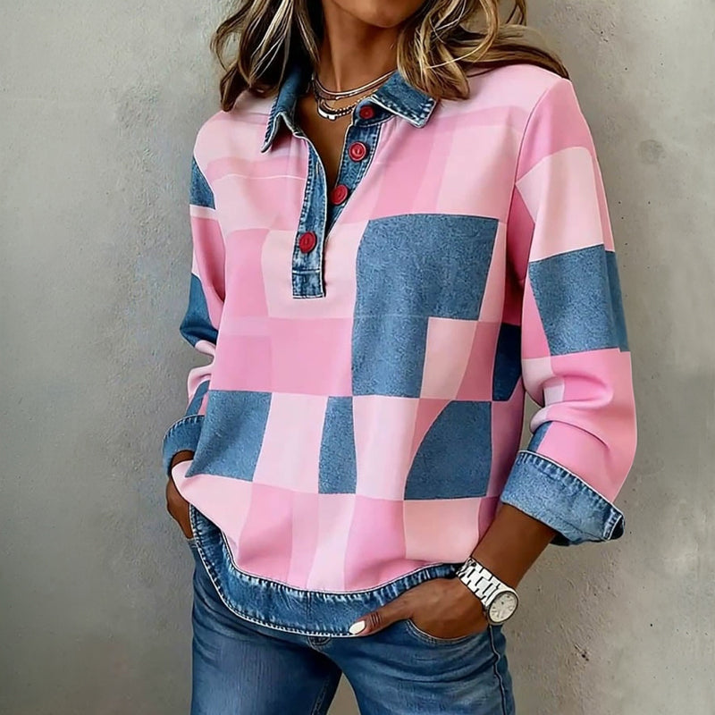 Marieke – Vintage-Sweatshirt mit Karomuster