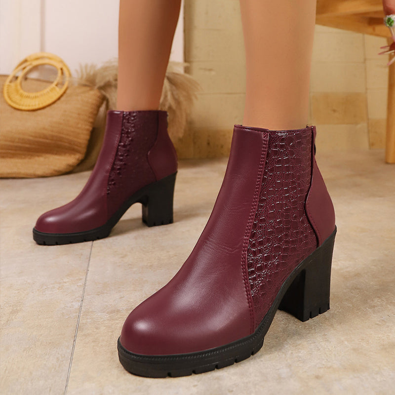 Elwira – Ankle Boots aus echtem Leder mit stabilem Blockabsatz