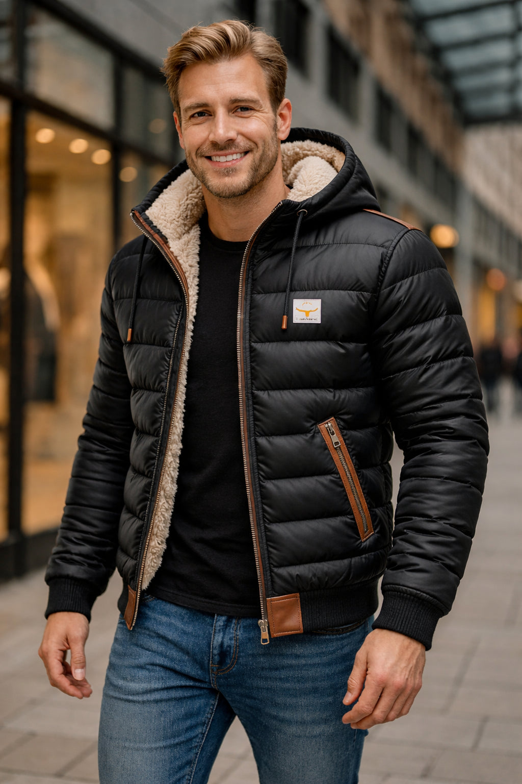 VISTERO™ | SCHWARZE GESTEPPTE SHERPA-JACKE