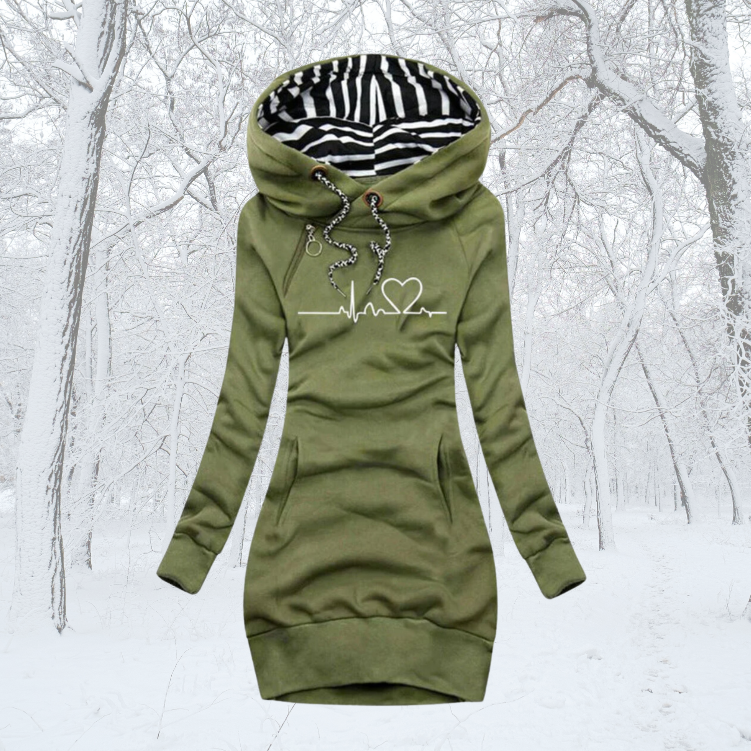 Cécile | Kleid-Pulli mit Herzschlag-Print