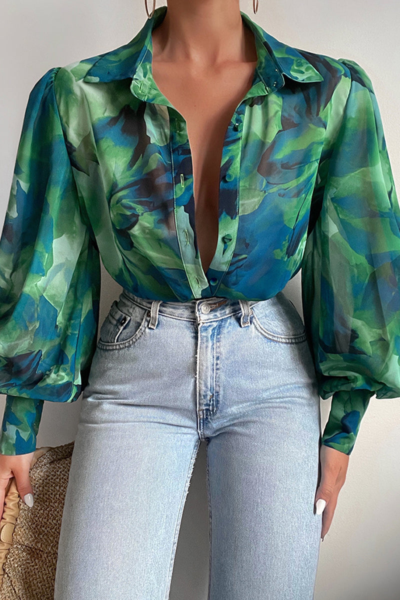 Jane | Blumenbluse mit Puffärmeln für Damen