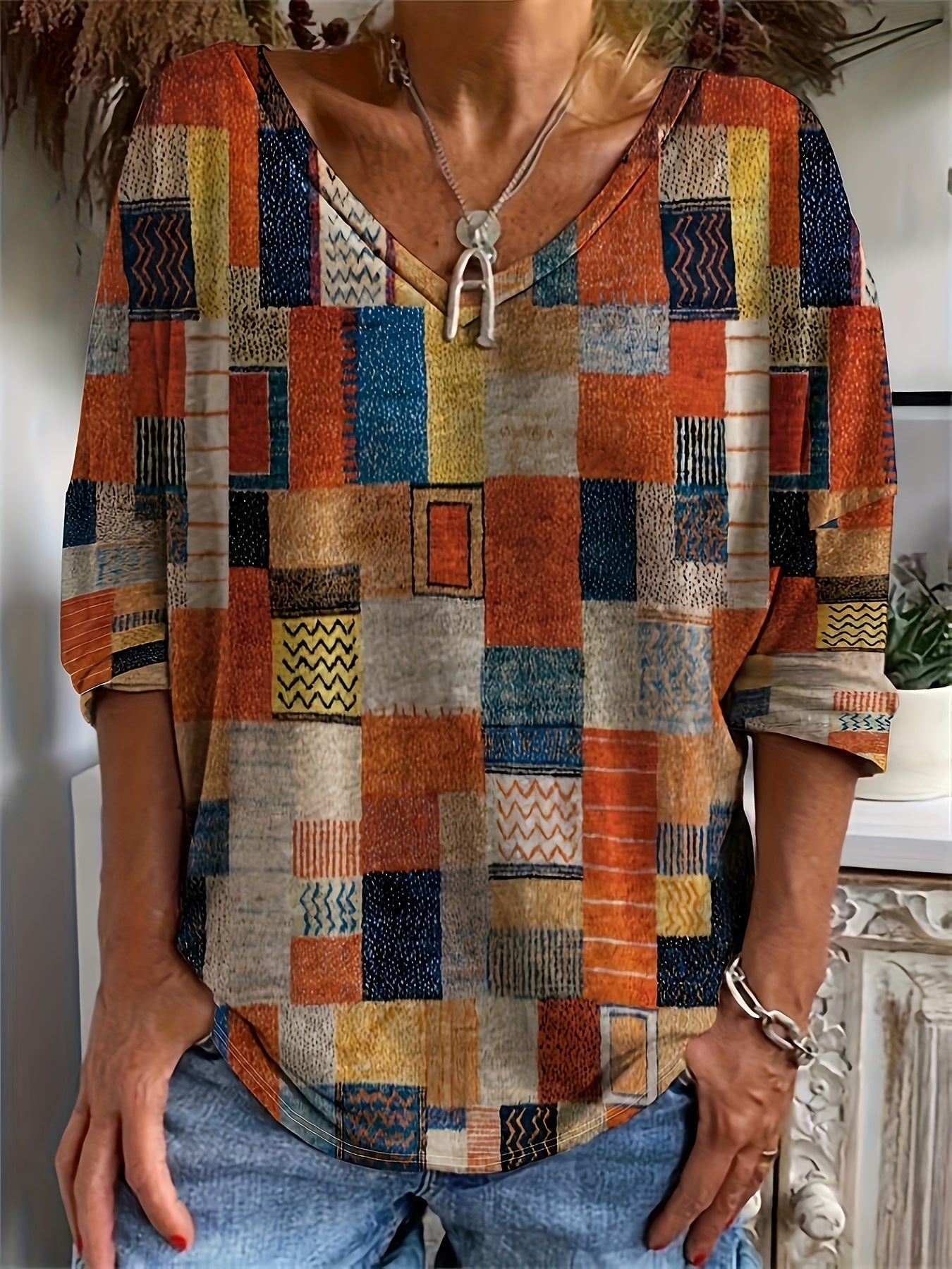 Damen Plus-Size Print Tops – Elegante Muster in L–XXXL