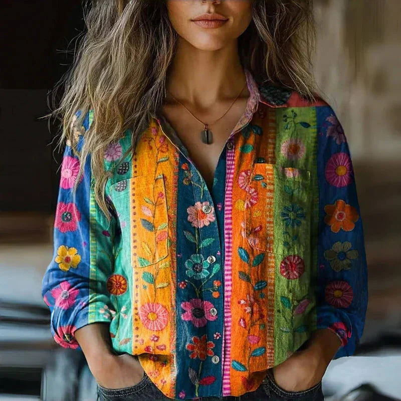 NIVES I BEDRUCKTE VINTAGE-BLUSE