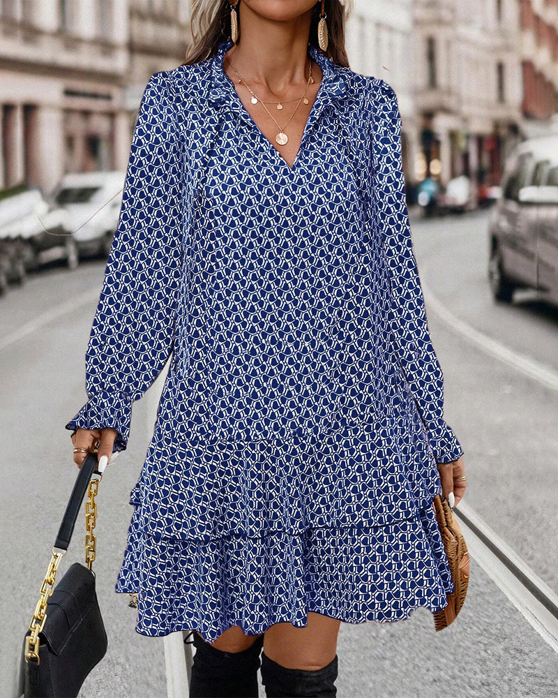 LAVINIA I BEDRUCKTES LANGARMKLEID