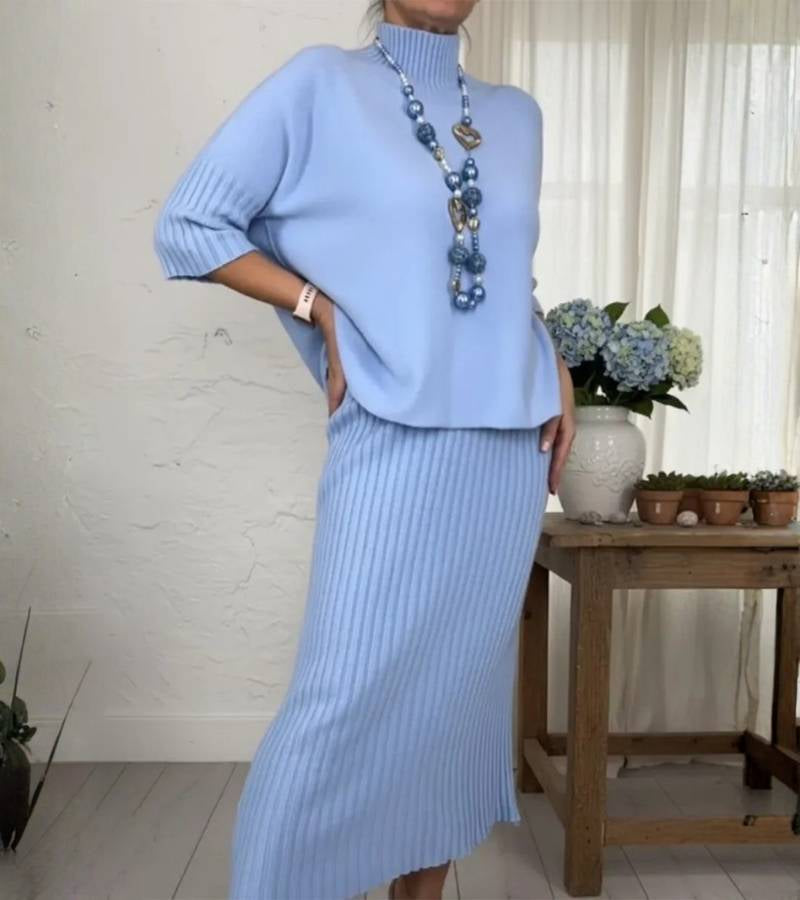 Debora | Gestricktes Set mit Geripptem Midirock