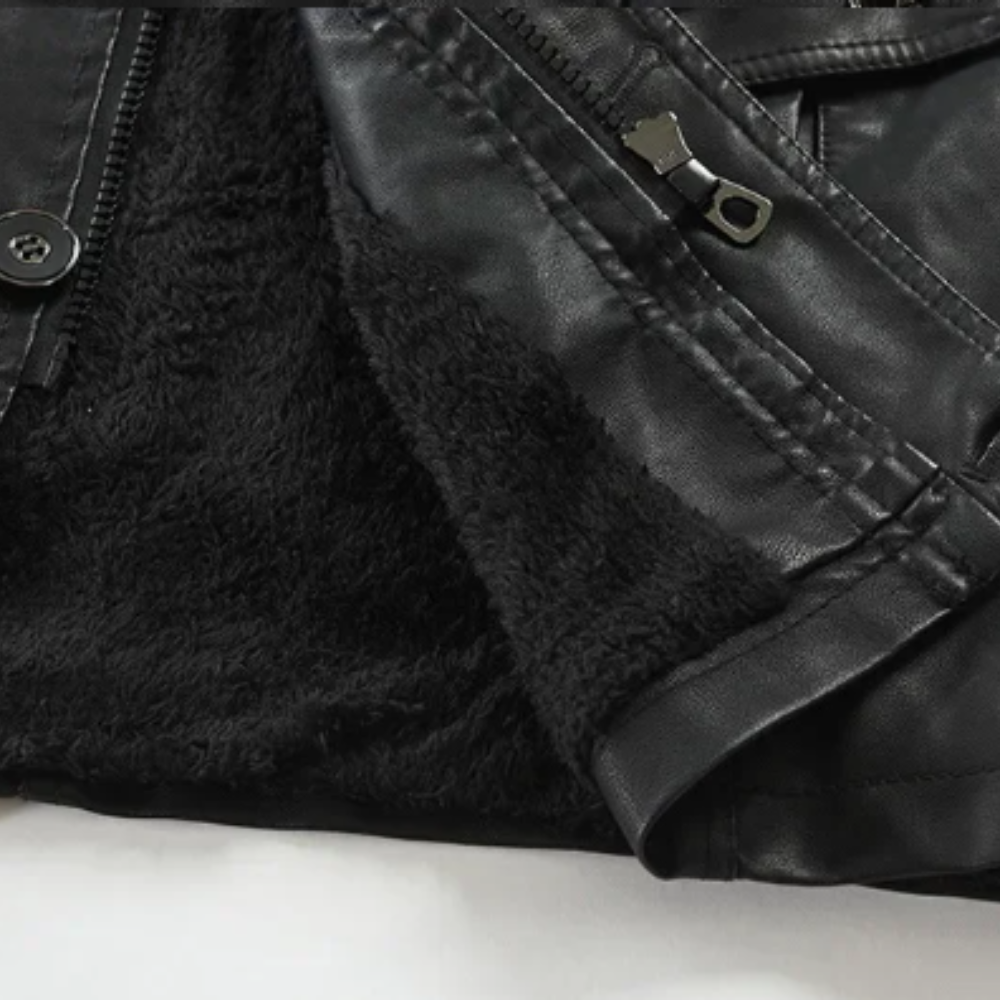 Matthias-Leon® | Elegante lange Motorradlederjacke