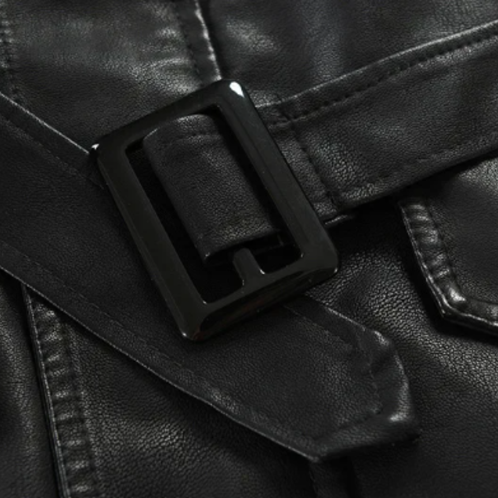 Matthias-Leon® | Elegante lange Motorradlederjacke