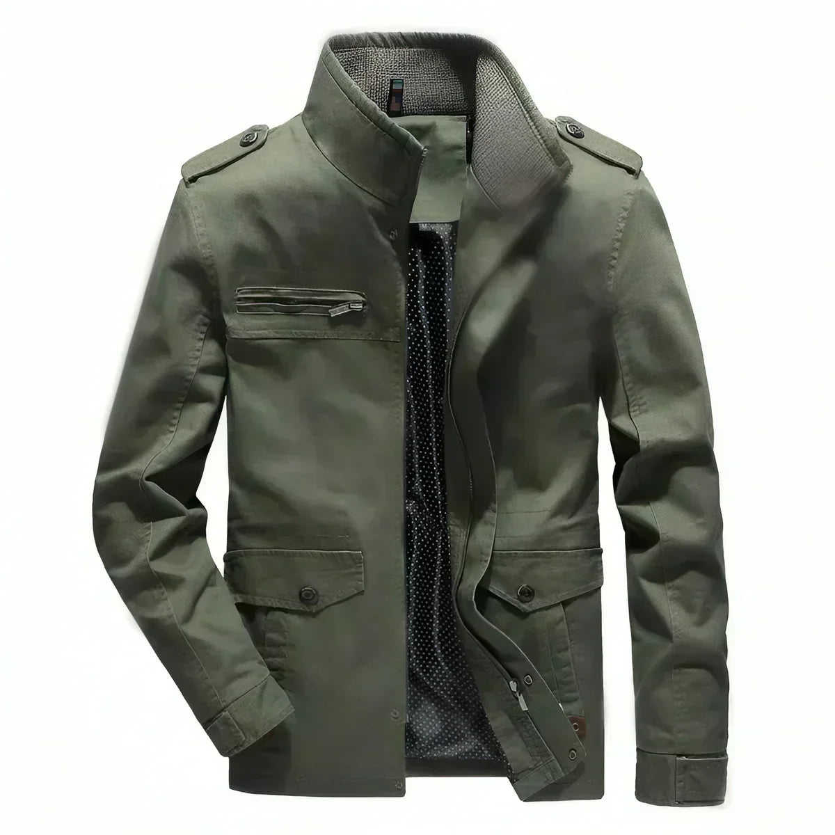 Ken - Herrenjacke mit Stehkragen im Militärstil