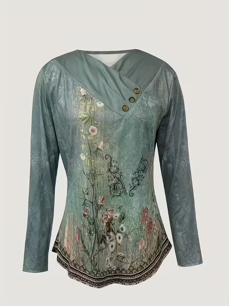 Dainora – Gemusterte Ethno-Tunika mit V-Ausschnitt