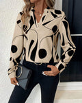 Rinan| Trendige stylische Bluse mit Luxusmotiv mit langen Ärmeln