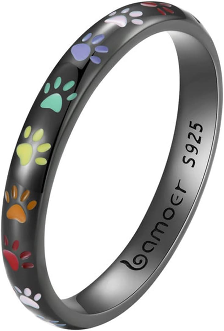 Ring aus Sterlingsilber mit pfötchenförmigem Muster