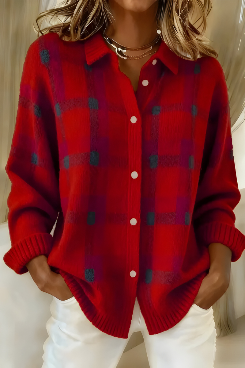 Tesa™ | Kariert Gestrickter Cardigan – Retro & Bequem