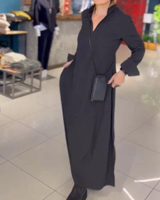 Amara™ | Langes, lockeres Kleid mit seitlichen Schlitzen