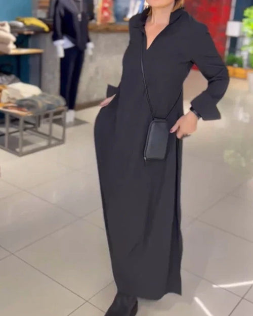 Amara™ | Langes, lockeres Kleid mit seitlichen Schlitzen