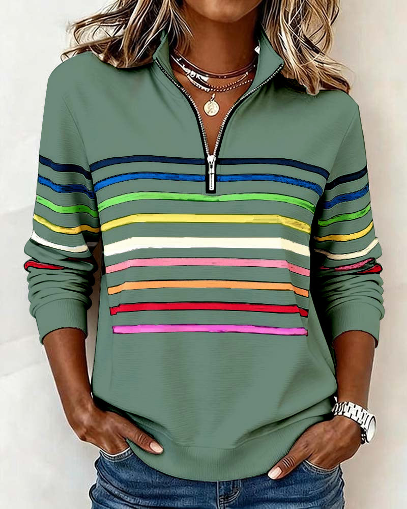 Vienna – Regenbogen­gestreiftes Zip-Sweatshirt