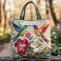 Gesteppte Tasche - Kolibri und weiße Blumen