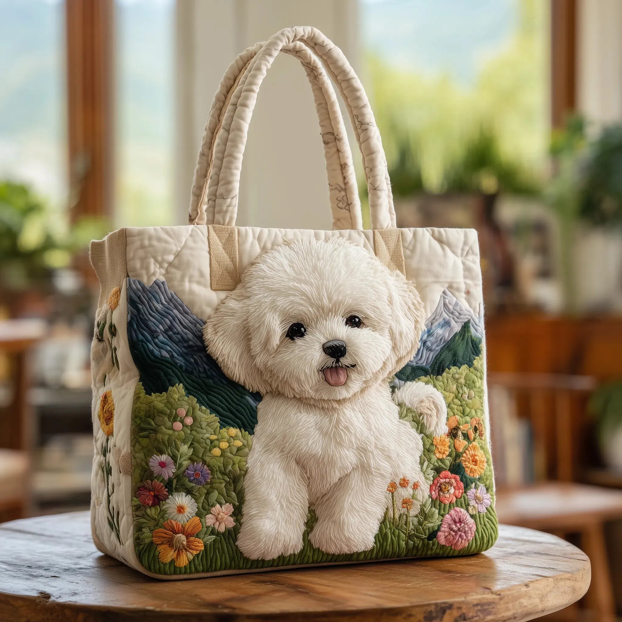 Handgefertigte, wattierte Tasche - Verzauberter Hund