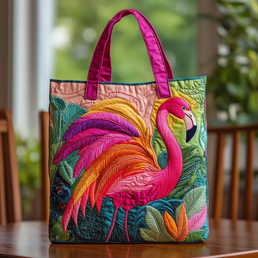Gesteppte Tasche - Regenbogenflamingo
