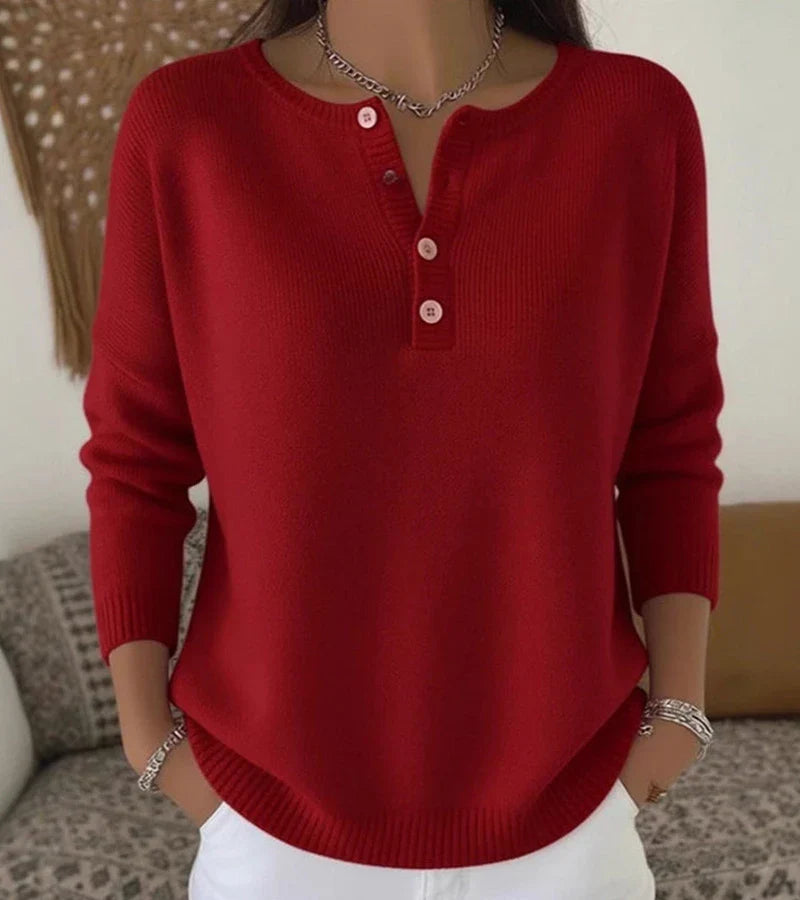 Teresa | Baumwoll-Stricktop mit Tunisischem Ausschnitt