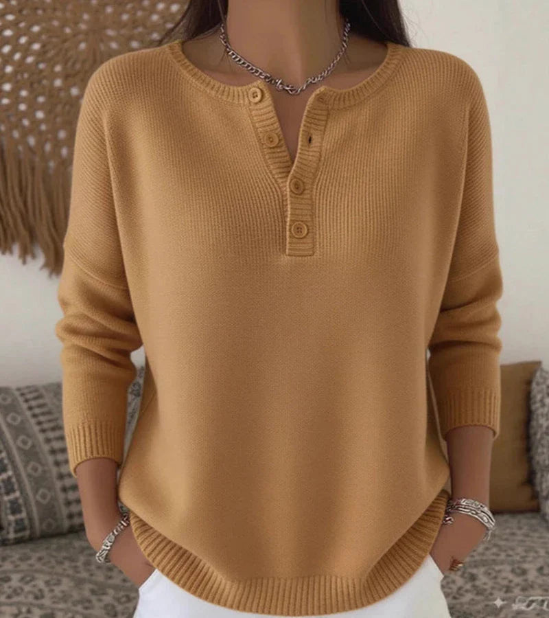 Teresa | Baumwoll-Stricktop mit Tunisischem Ausschnitt