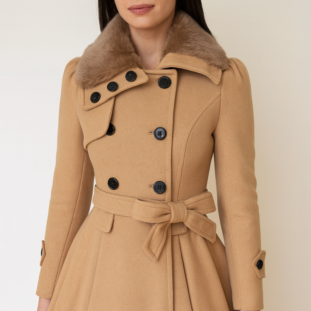 Yena | Schicker Trenchcoat mit veganem Pelz