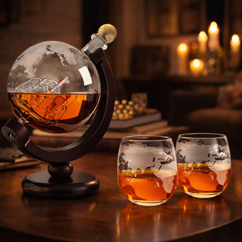 Flasche Whisky - Weltkarte Edition
