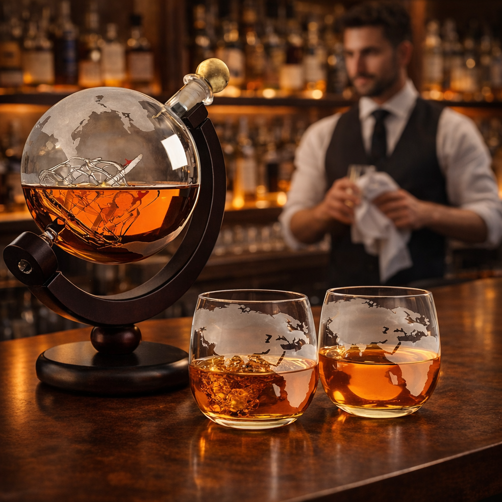 Flasche Whisky - Weltkarte Edition
