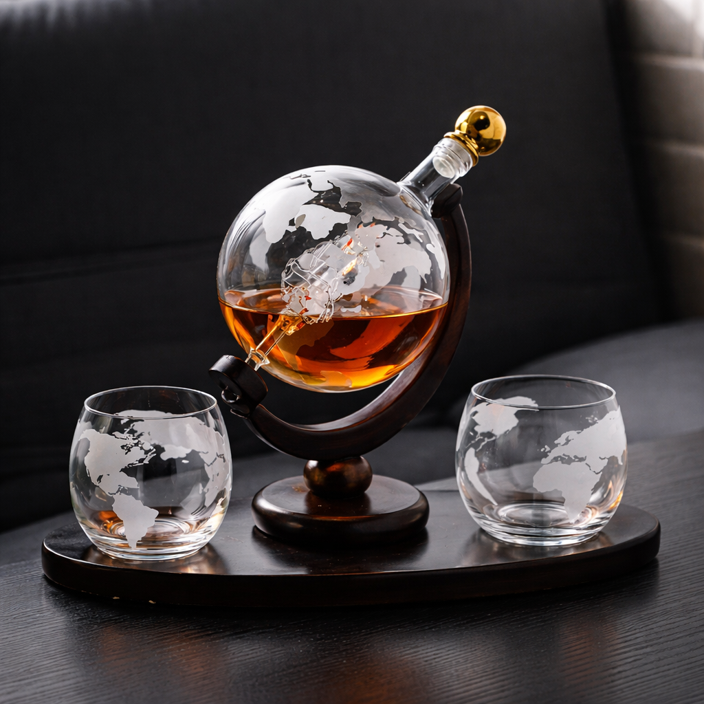 Flasche Whisky - Weltkarte Edition