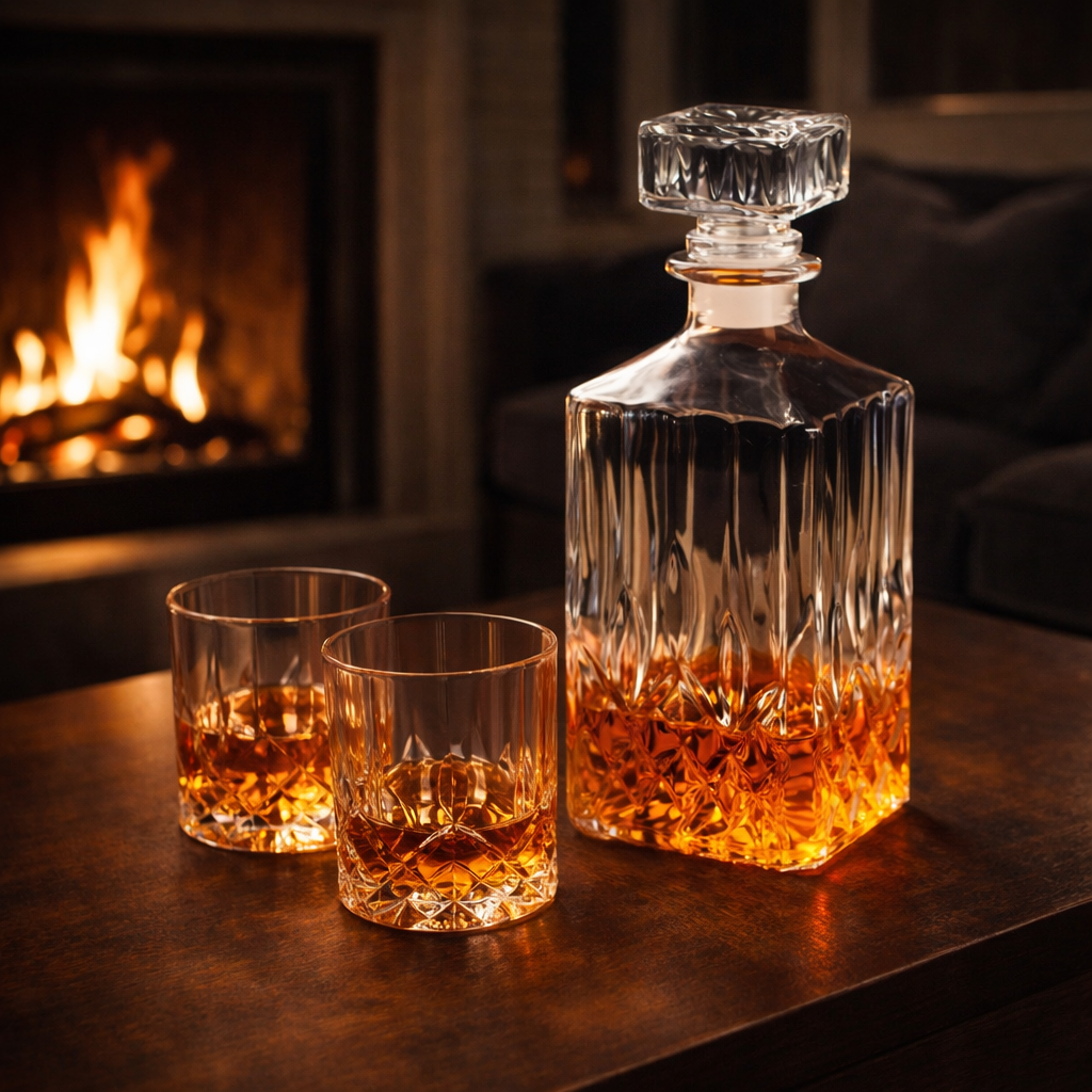 Whiskyflasche und Gläser - Originalausgabe