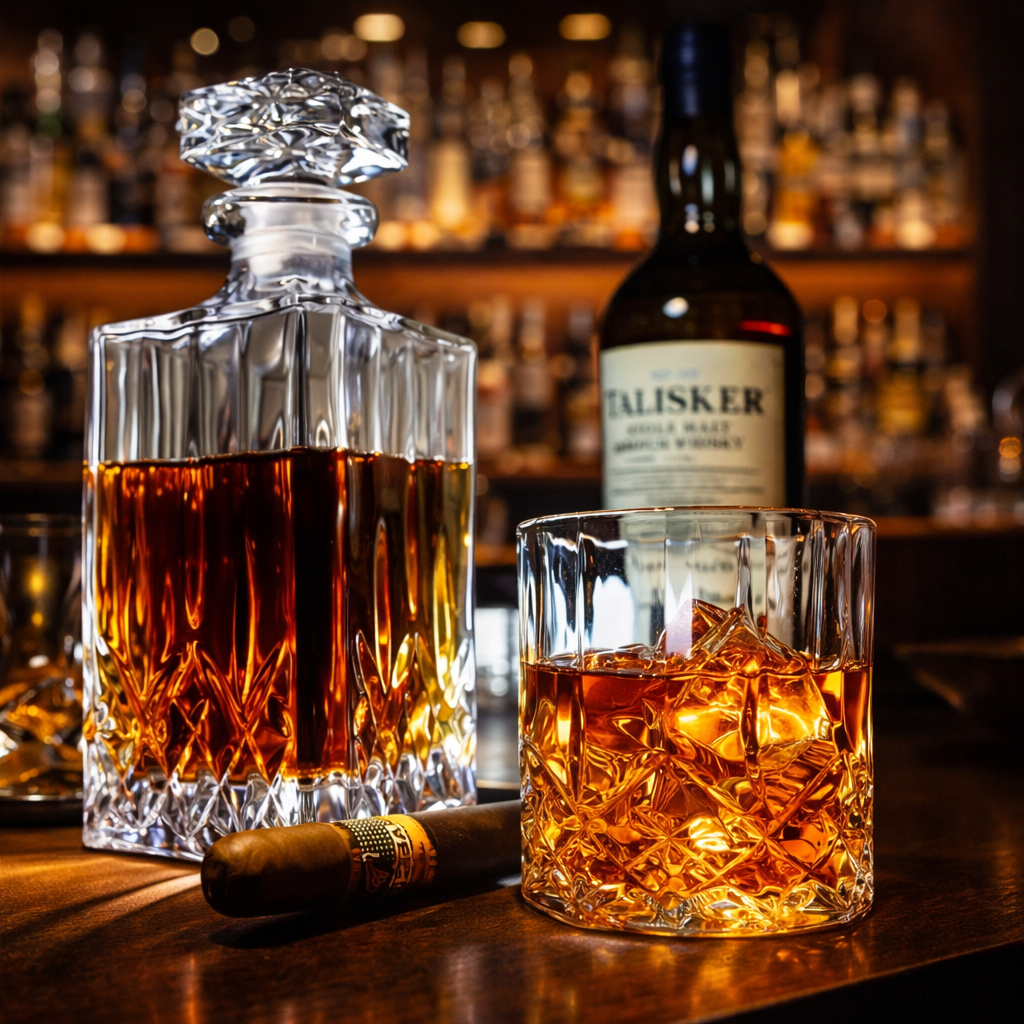 Whiskyflasche und Gläser - Originalausgabe