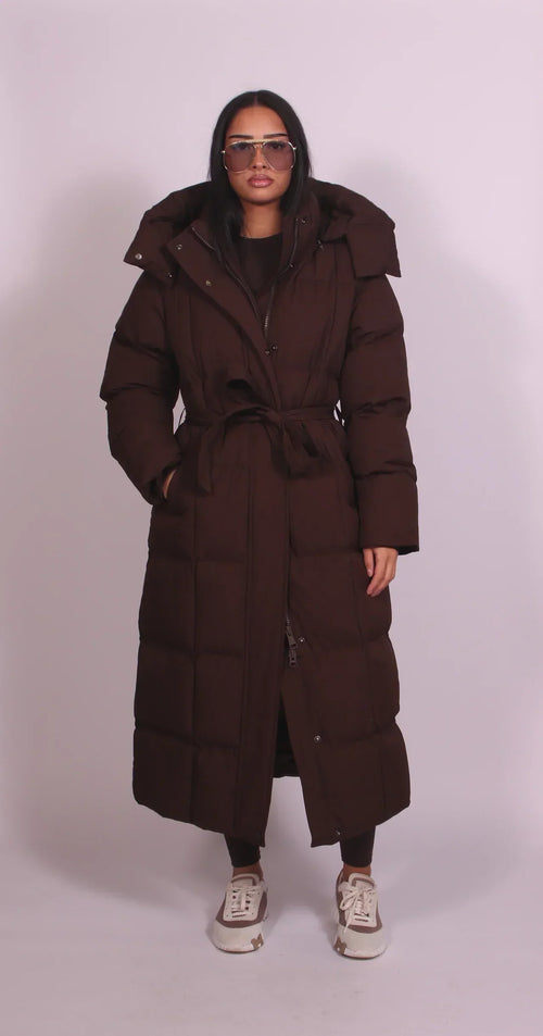 Amina | Langer Gürtel-Puffer-Mantel