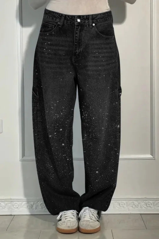 Julia | Trendy Balloon-Carpenter-Jeans mit Glitzer