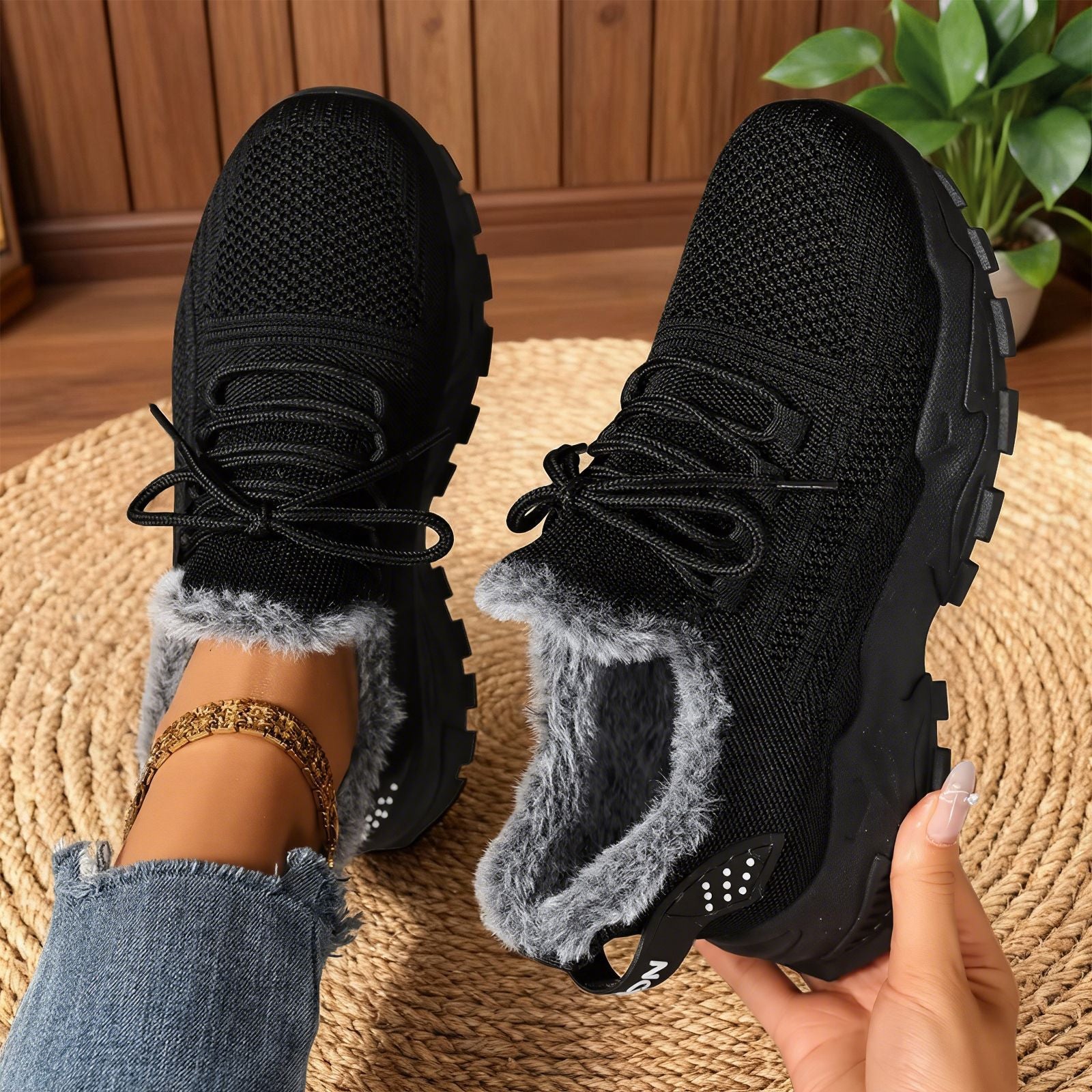 Nadia | Entspannte Fleece-Sneakers mit Schnürung