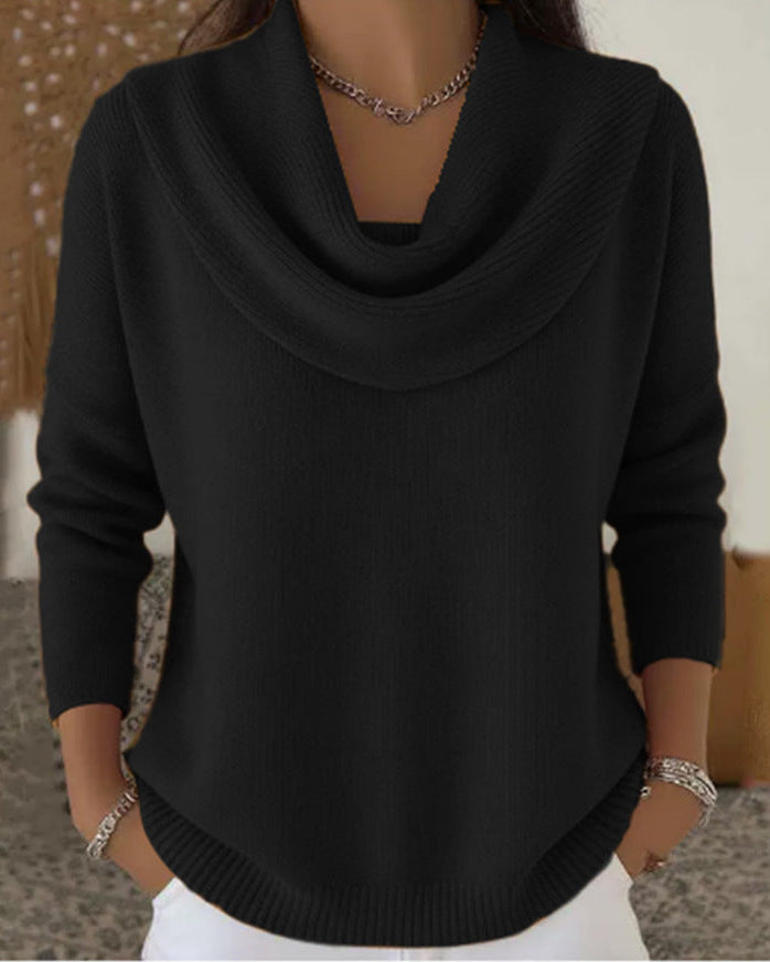 Carolia – Eleganter Strickpullover mit Wasserfallkragen