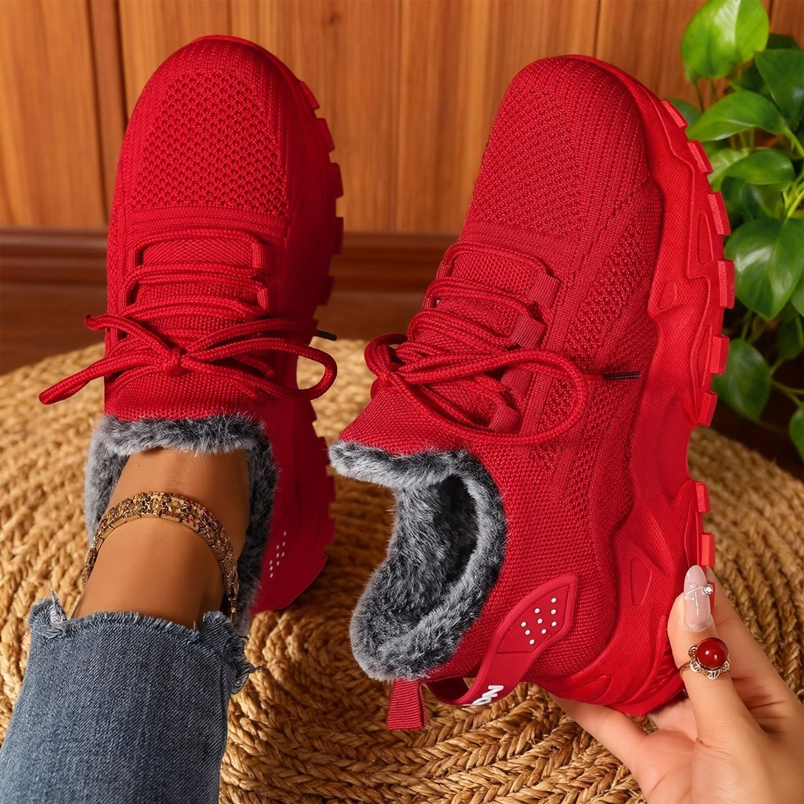 Nadia | Entspannte Fleece-Sneakers mit Schnürung